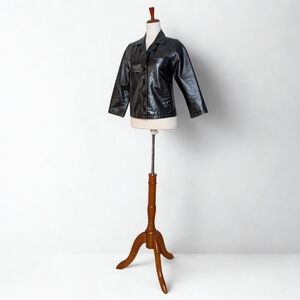 Vintage Y2K The Gap Women's Black Genuine Leather Jacket Size Medium
